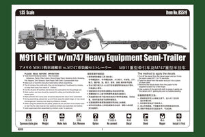 Hobby Boss 85519 M911 C-HET avec semi-remorque pour engins lourds m747 (1/35)  – image 4