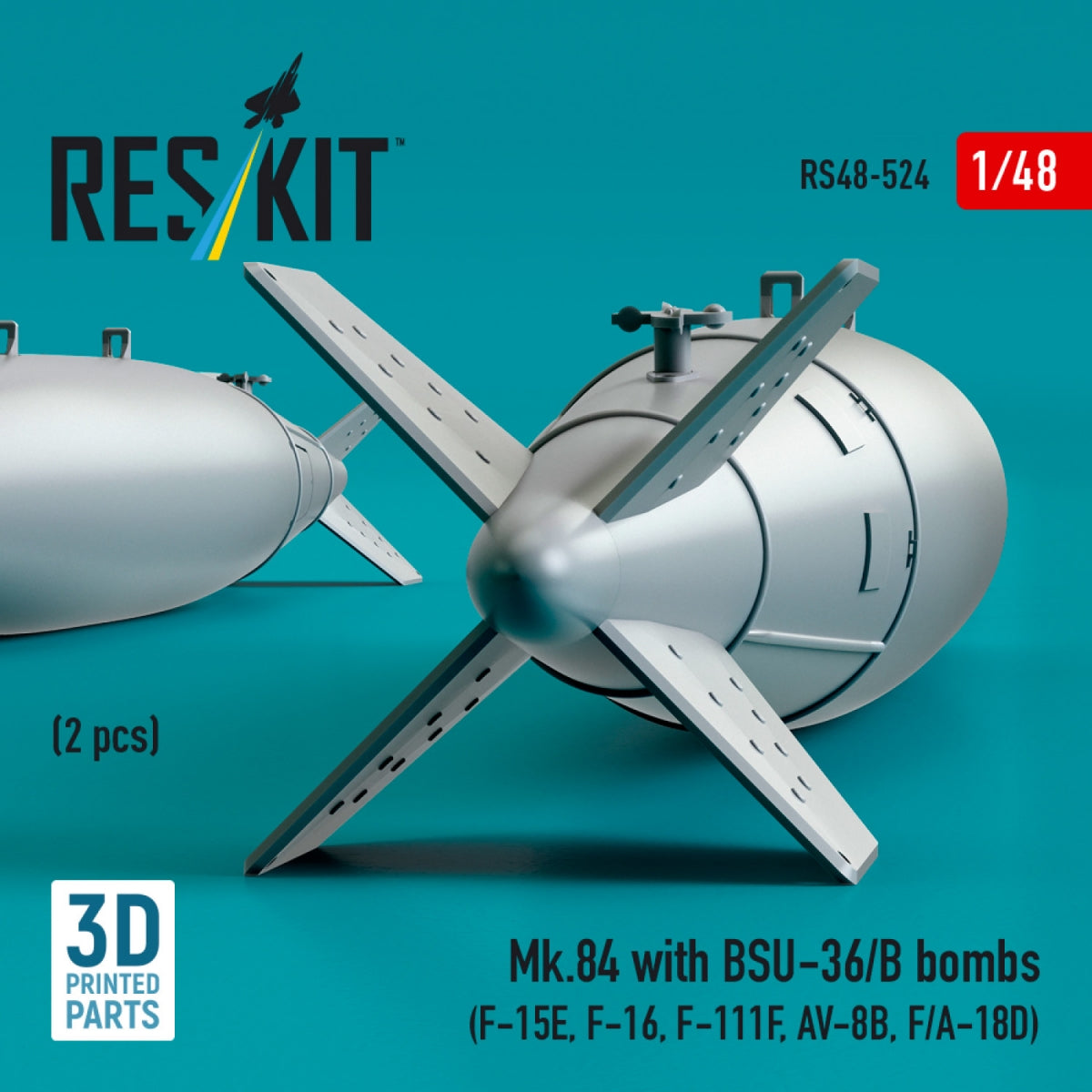RESKIT RS48-0524 Mk.84 avec bombes BSU-36/B (2 pièces) imprimées en 3D) 1/48  – image 3