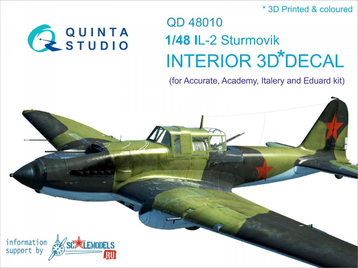 Quinta Studio QD48010 IL-2 3D-Printed &amp;amp; coloured Interior on decal paper (for Accurate/Italery/Academy/Eduard kits) 1/48