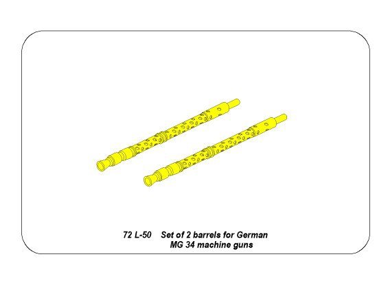 Aber 72L-50 Set of 2 barrels for German machine guns MG34 1/72 – immagine 4