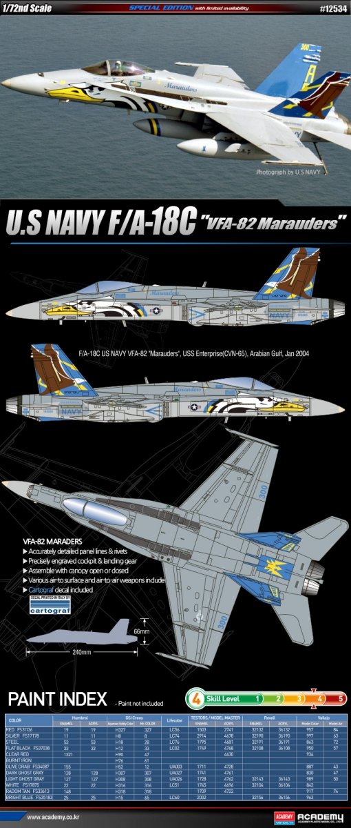Academy 12534 F/A-18C USN VFA-82 Marauders 1/72 – immagine 2