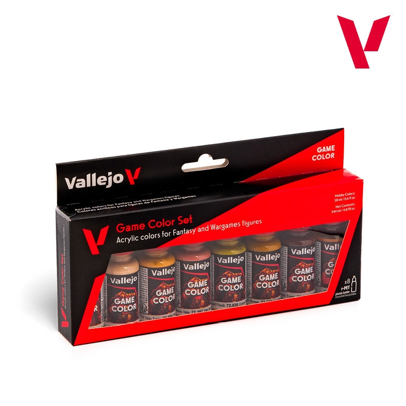 Vallejo 72187 Skin Tones - Game Color Set - Acrylic colors for Fantasy and Wargame figures 8x18ml