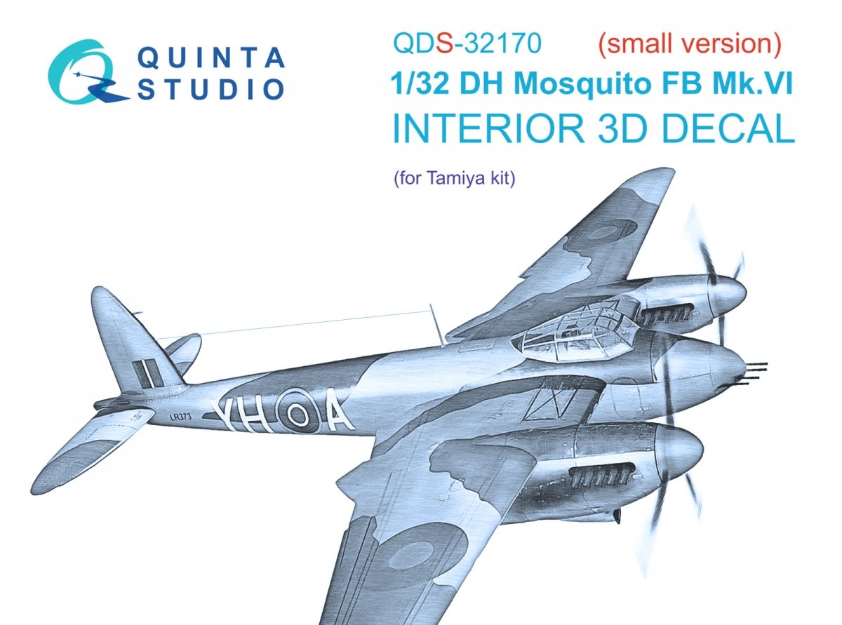 Quinta Studio QDS-32170 DH Mosquito FB Mk.VI 3D-Printed &amp;amp; coloured Interior on decal paper (Tamiya) (small version) 1/32