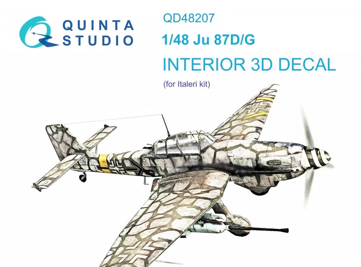 Quinta Studio QD48207 Ju 87D/G 3D-Printed &amp;amp; coloured Interior on decal paper ( Italeri ) 1/48