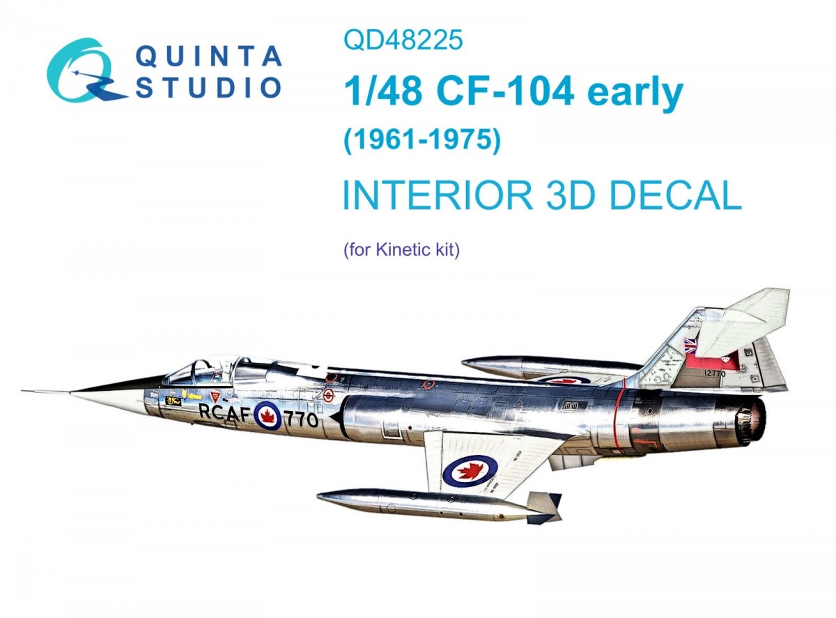 Quinta Studio QD48225 CF-104 Intérieur imprimé en 3D et coloré sur papier décalcomanie (Kinetic) 1/48