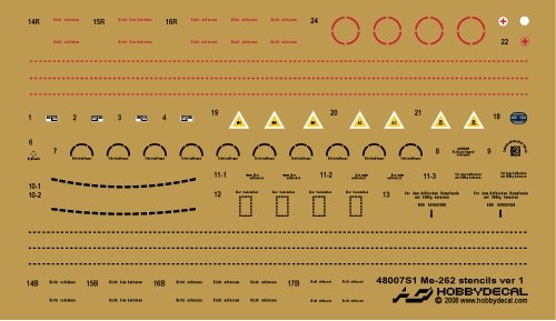 HobbyDecal ST48007V1 Me-262 Stencils ver 1 1/48