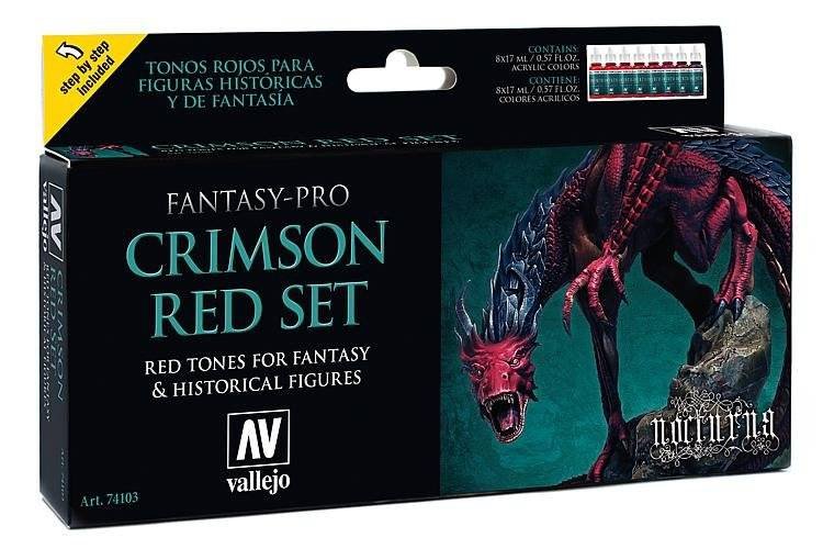 Vallejo 74103 Coffret de peinture pour maquettes Fantasy Pro Rouge Cramoisi 8 x 17 ml
