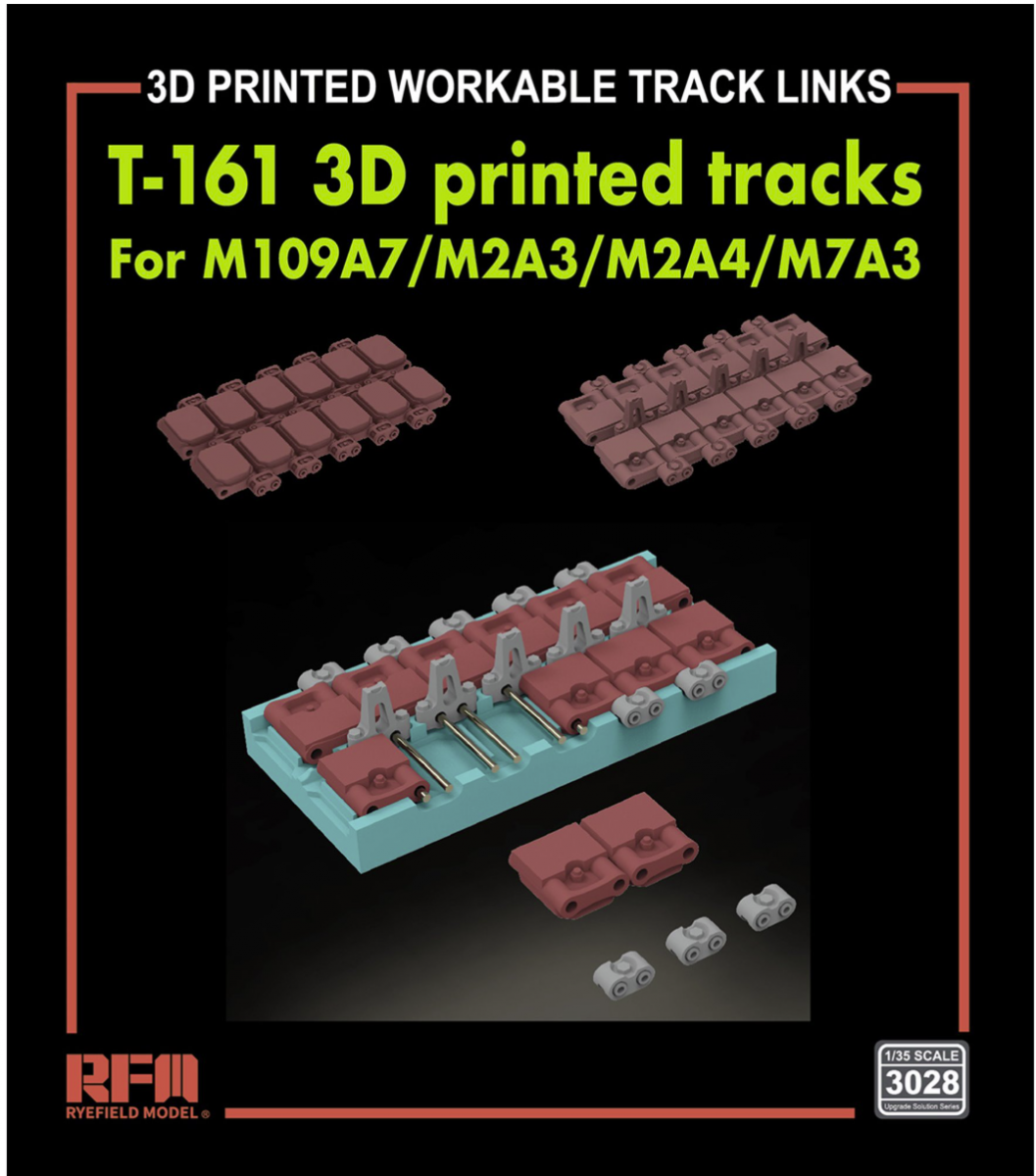 Chenilles fonctionnelles Rye Field Model 3028 pour M109A7/M2A3/M2A4/M7A3 (impression 3D) 1/35
