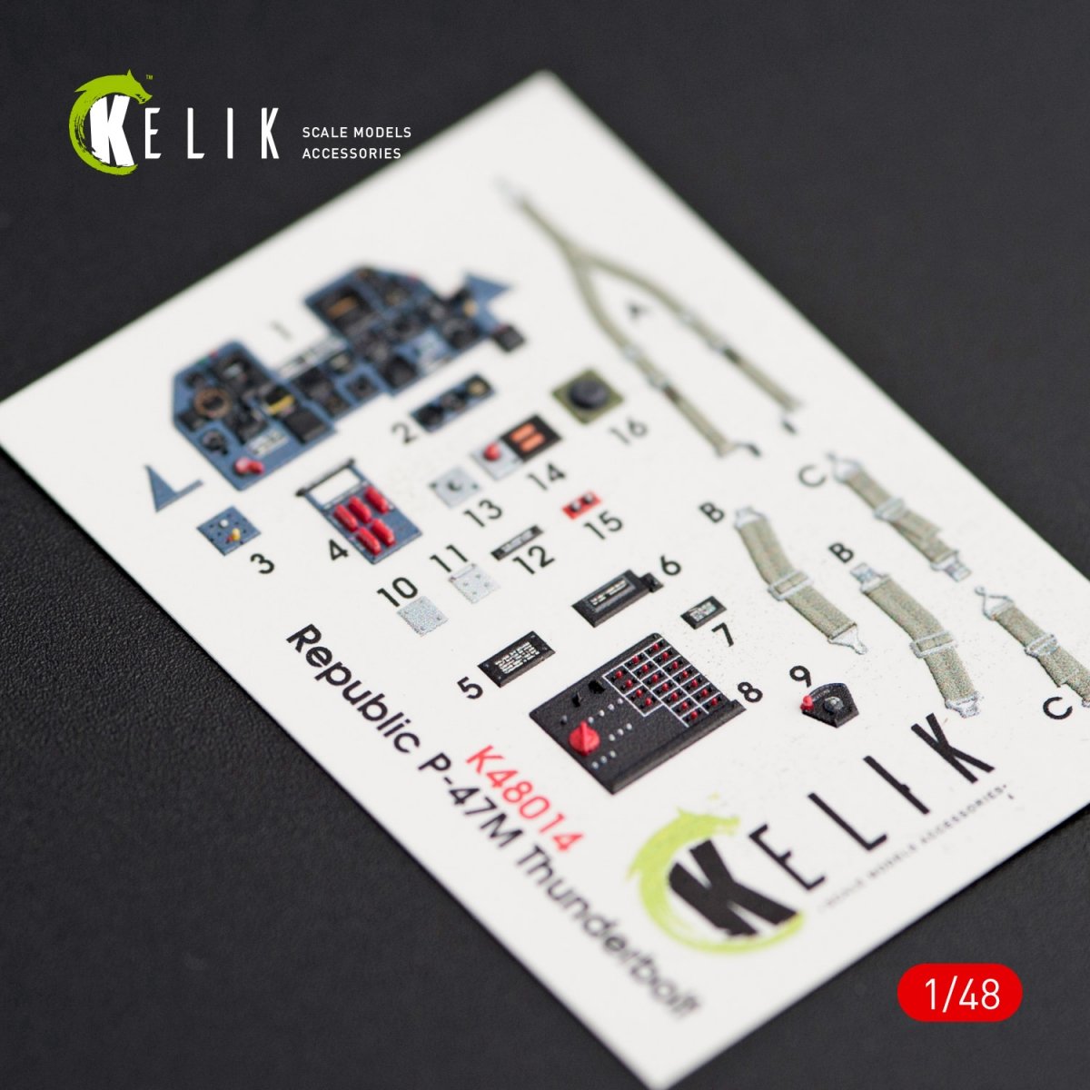 KELIK K48014 P-47M &amp;quot;THUNDERBOLT&amp;quot; INTERIOR 3D DECALS FOR TAMIYA KIT 1/48