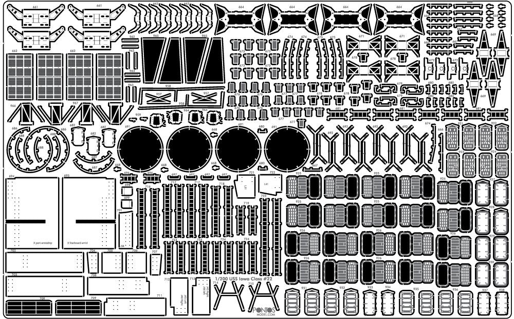 Pontos 23004F1 USS BB-61 Iowa 1944 Ensemble de détails (Pont en bois teinté teck) (1/200) – image 20