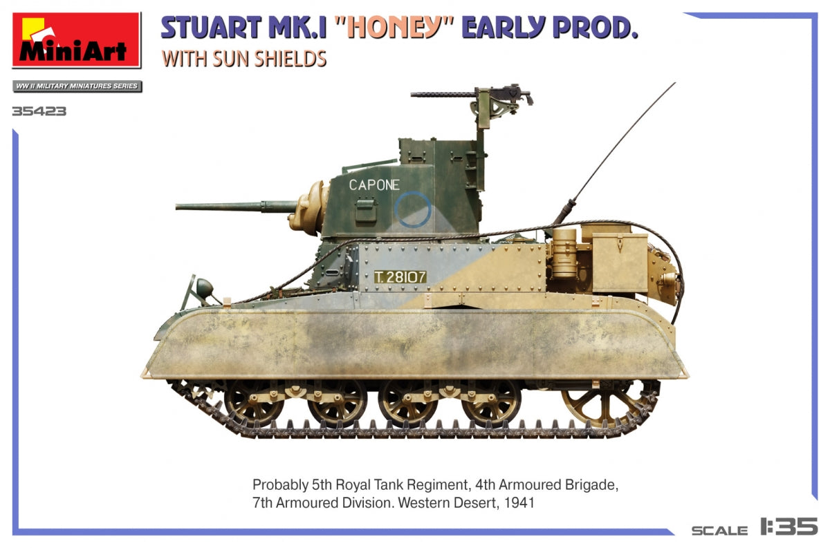 MiniArt 35423 Stuart Mk.I “Honey” Early Prod. w/Sun Shields 1/35 – immagine 4