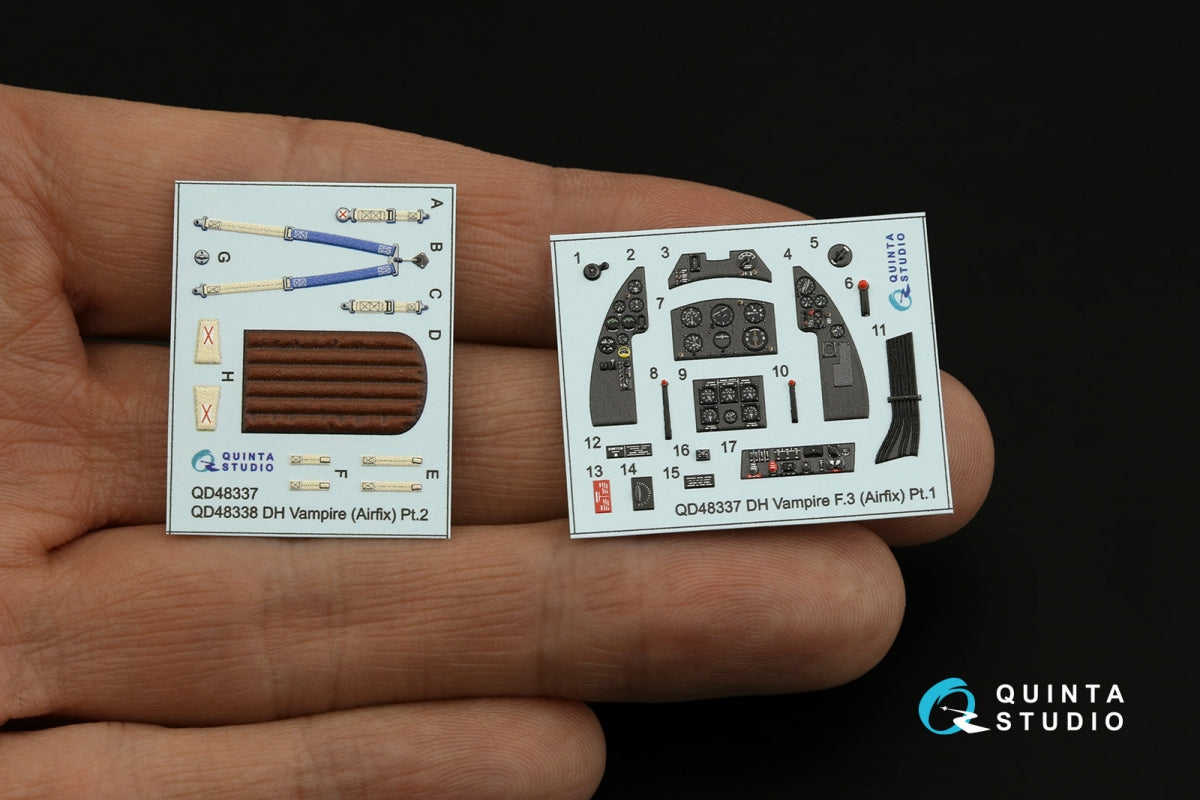 Intérieur coloré imprimé en 3D sur papier décalcomanie Quinta Studio QD48337 DH Vampire F.3 (Airfix) 1/48 – image 3