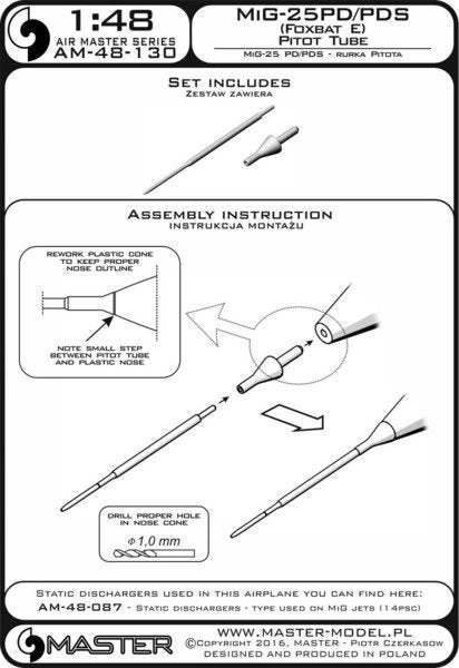 Master AM-48-130 MiG-25PD/PDS (Foxbat E) - Tube Pitot 1/48 – image 4