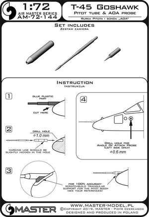 Master AM-72-144 T-45 Goshawk - Pitot Tube &amp;amp; Angle Of Attack probe 1/72 – immagine 4