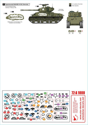 Star Decals 72-A1080 US Armor Mix # 1. US M4A3E8 &amp;#39;Easy Eight&amp;#39; tanks in NV Europe 1944-45 1/72 – immagine 2