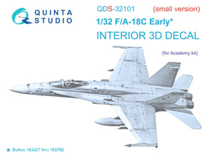 Quinta Studio QDS-32101 F/A-18C Early 3D-Printed coloured Interior on decal paper (Academy) (Small version) 1/32