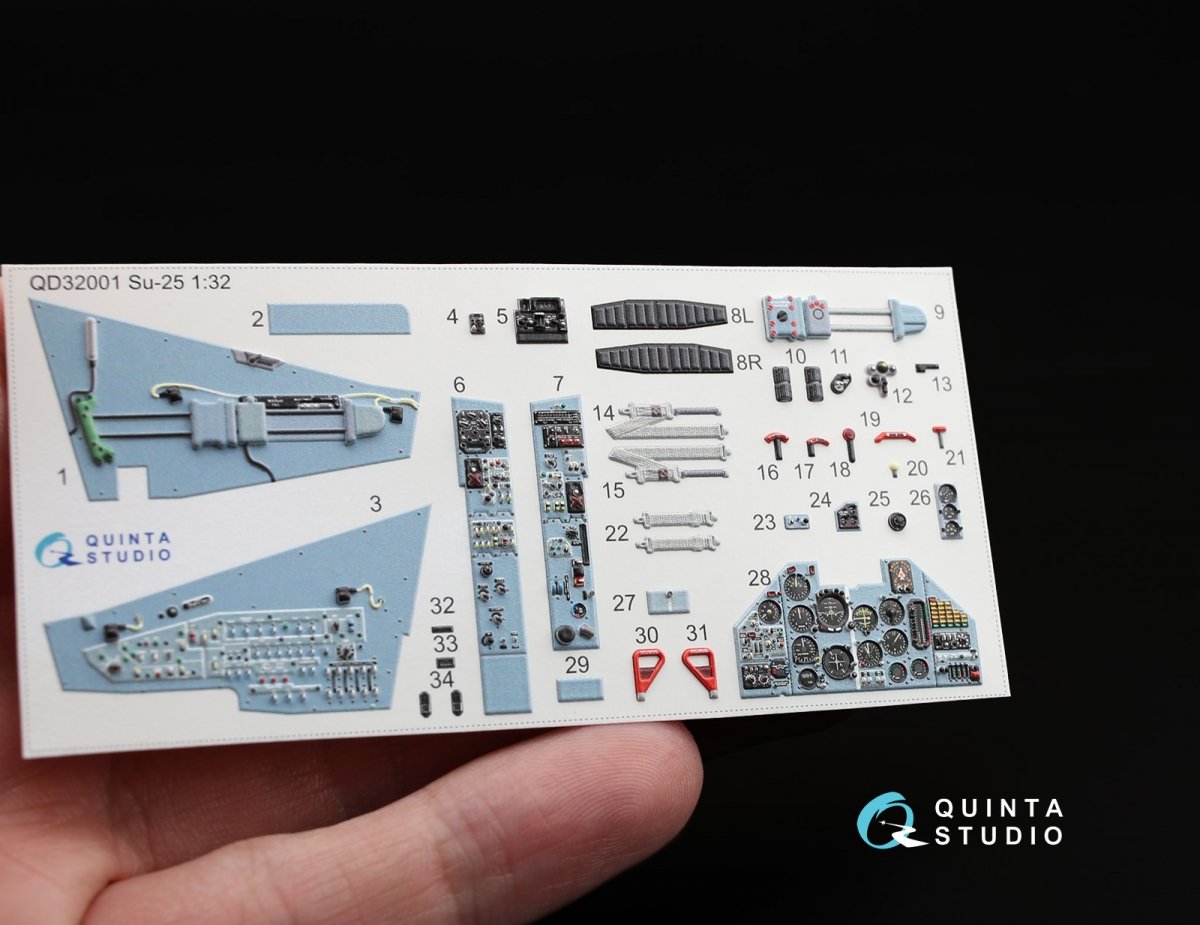 Quinta Studio QD32001 Su-25 3D-Printed &amp;amp; colored Interior on decal paper (for Trumpeter kit) 1/32 – image 3