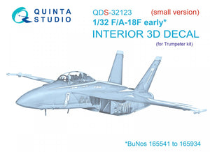 Quinta Studio QDS-32123 F/A-18F early 3D-Printed &amp;amp; coloured Interior on decal paper (Trumpeter) (Small version) 1/32