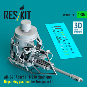 RESKIT RSU35-0073 AH-64 &amp;quot;Apache&amp;quot; M230 chain gun (in parking position) for Trumpeter kit (3D Printed) 1/35
