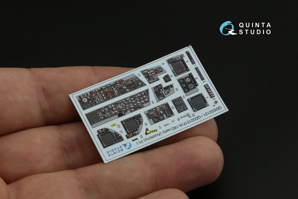 Quinta Studio QD32131 F/A-18D Early 3D-Printed &amp;amp; coloured Interior on decal paper (Academy) 1/32 – immagine 3