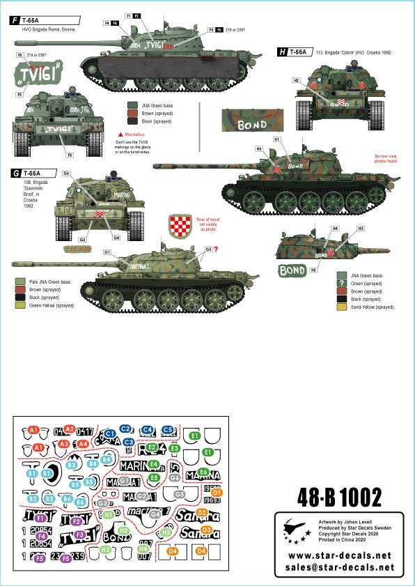 Star Decals 48-B1002 T-55A Tanks # 2. Balkan War. War in the Balkans and Ex-Yugoslavia 1/48 – Bild 2