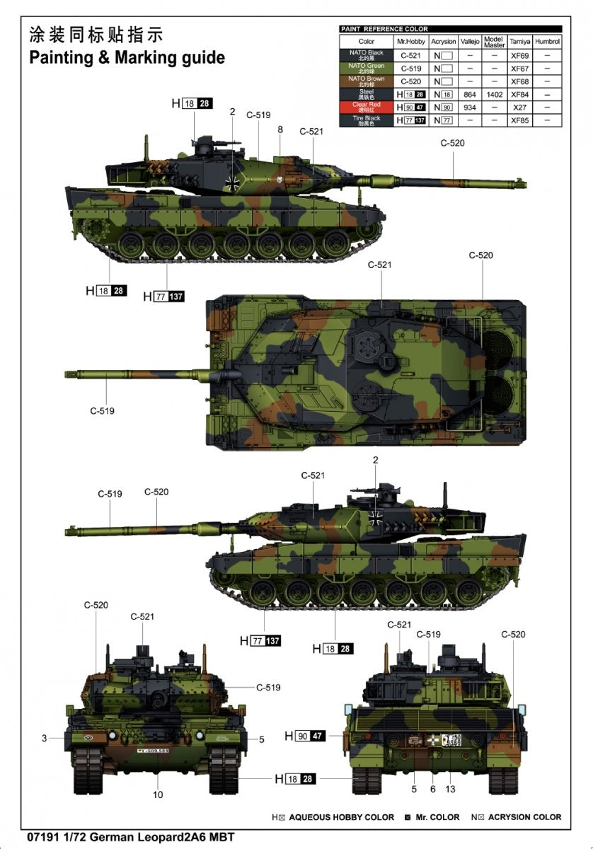 Trumpeter 07191 German Leopard 2A6 main battle tank 1/72 – imagen 3