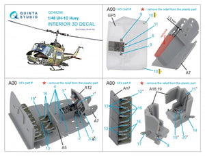 Quinta Studio QD48286 UH-1C 3D-Printed &amp;amp; coloured Interior on decal paper (HobbyBoss) 1/48 – immagine 2