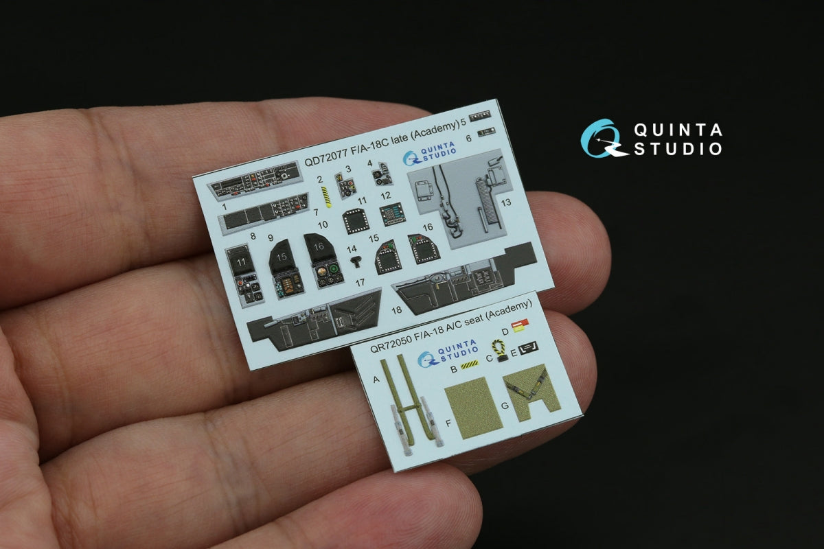 Quinta Studio QD72077 F/A-18C late 3D-Printed &amp;amp; coloured Interior on decal paper (Academy) 1/72 – Bild 2
