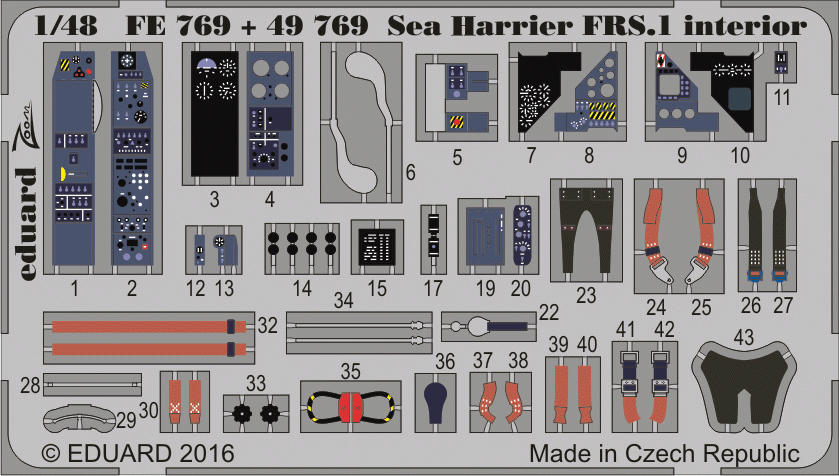 Intérieur du Sea Harrier FRS.1 Eduard FE769, maquette cinétique au 1/48