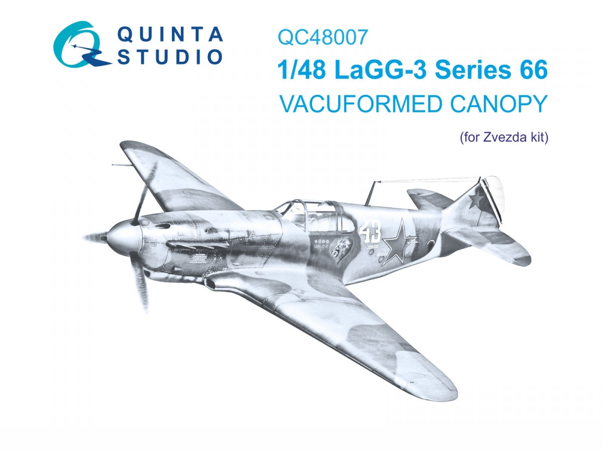 Quinta Studio QC48007 LaGG-3 Série 66, verrière transparente sous vide, 1 pièce, (Zvezda) 1/48