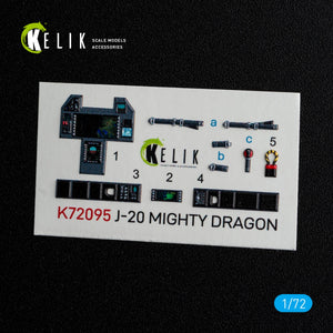 KELIK K72095 J-20 Mighty Dragon - interior 3D decals for Dream Model kit 1/72 – imagen 2