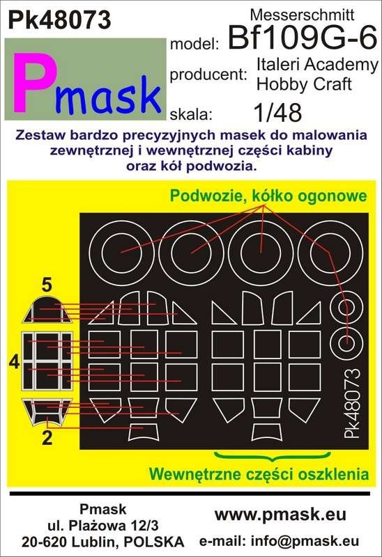 P-Mask PK48073 MESSERSCHMITT BF109G-6 (ITALERI/ACADEMY/HOBBY CRAFT) 1/48