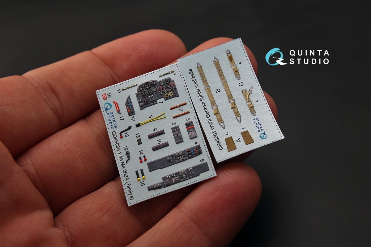 Quinta Studio QD48088 Me-262A 3D-Printed &amp;amp; coloured Interior on decal paper (for Tamiya kit) 1/48 – zdjęcie 2