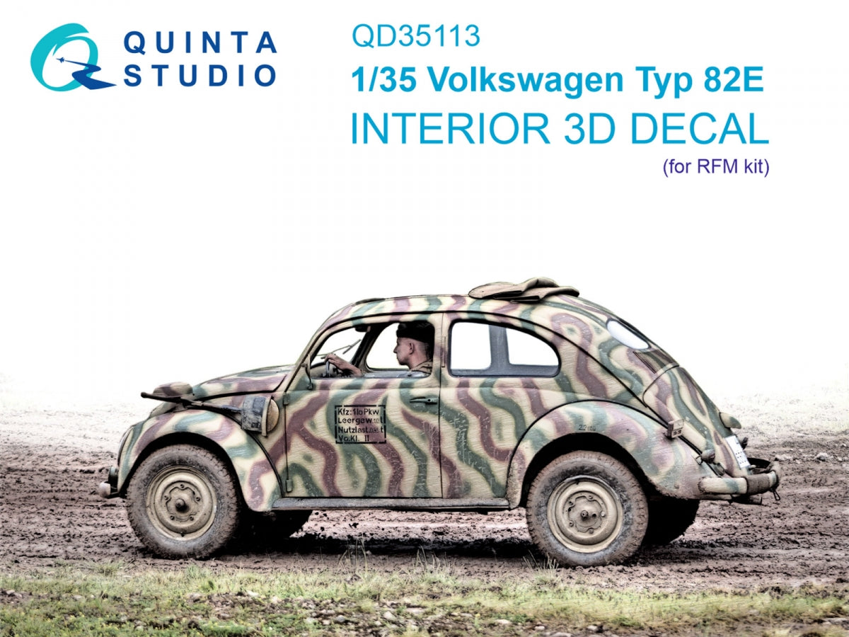 Quinta Studio QD35113 Volkswagen Typ 82E 3D-Printed &amp; colored Interior on decal paper (RFM) 1/35