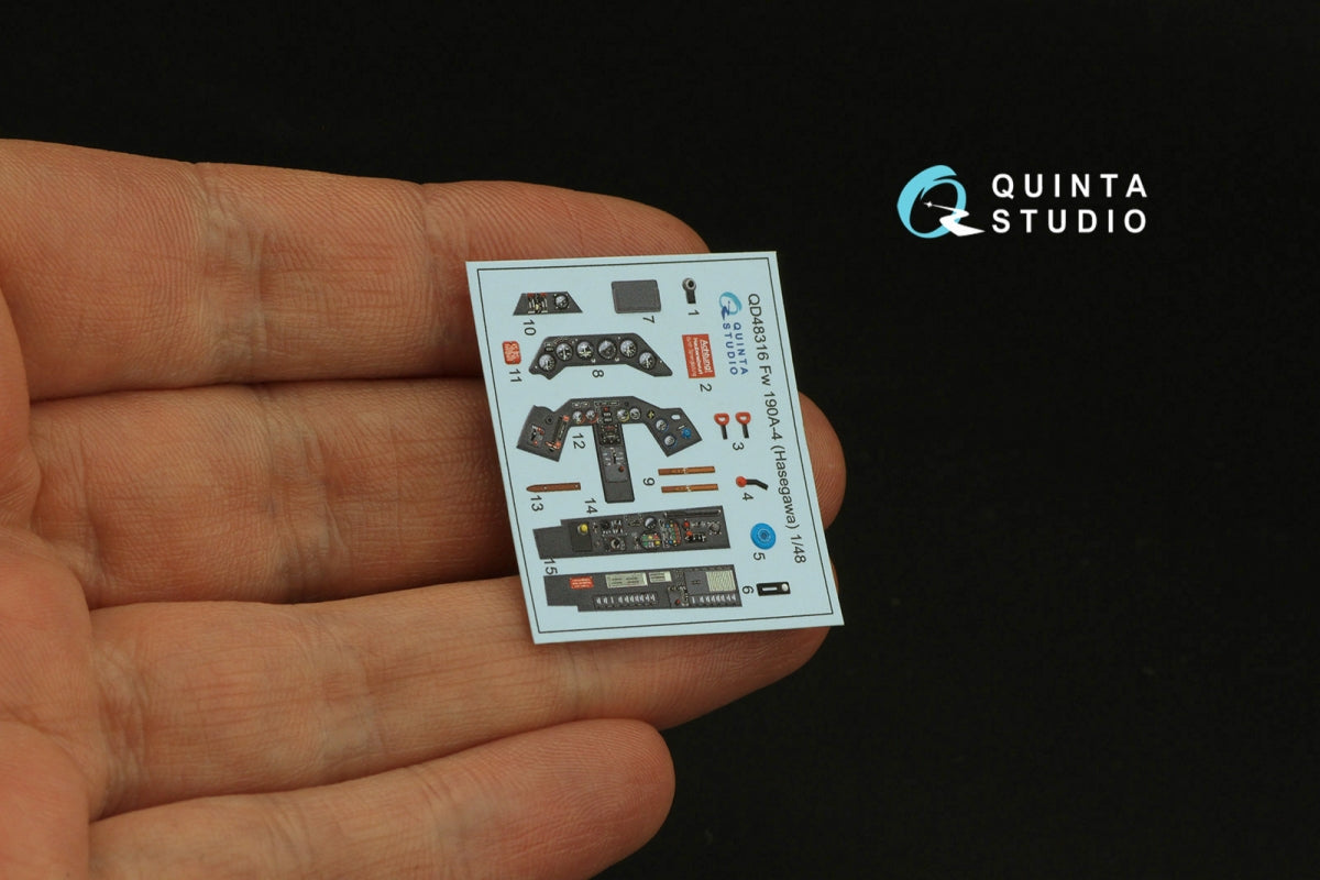 Quinta Studio QD48316 Fw 190A-4 3D-Printed &amp;amp; coloured Interior on decal paper (Hasegawa) 1/48 – imagen 4