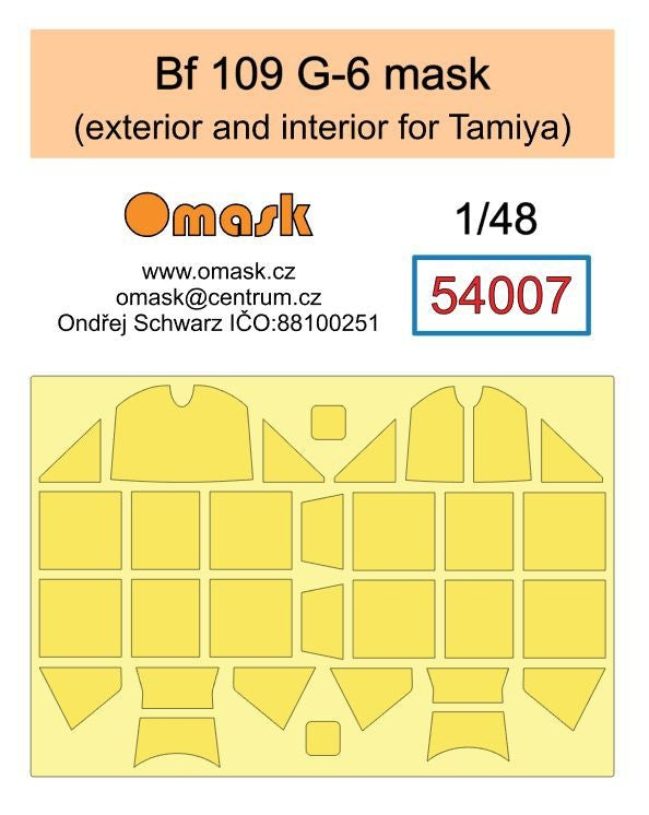 Omask 54007 Bf 109 G-6 mask (exterior and interior for Tamiya) 1/48