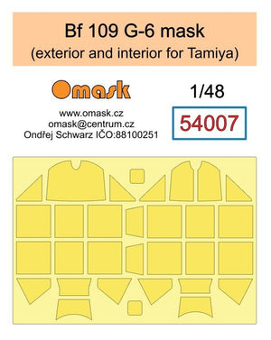 Omask 54007 Bf 109 G-6 mask (exterior and interior for Tamiya) 1/48