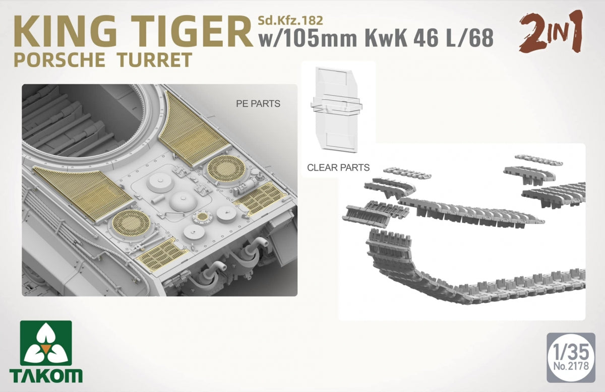 Takom 2178 Sd.Kfz.182 King Tiger Porsche Turret With 105mm KwK 46L/68 - 2 In 1 1/35 – Bild 2
