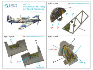 Quinta Studio QD72113 Hurricane Mk.I family 3D-Printed coloured Interior on decal paper (Arma Hobby) 1/72 – imagen 2