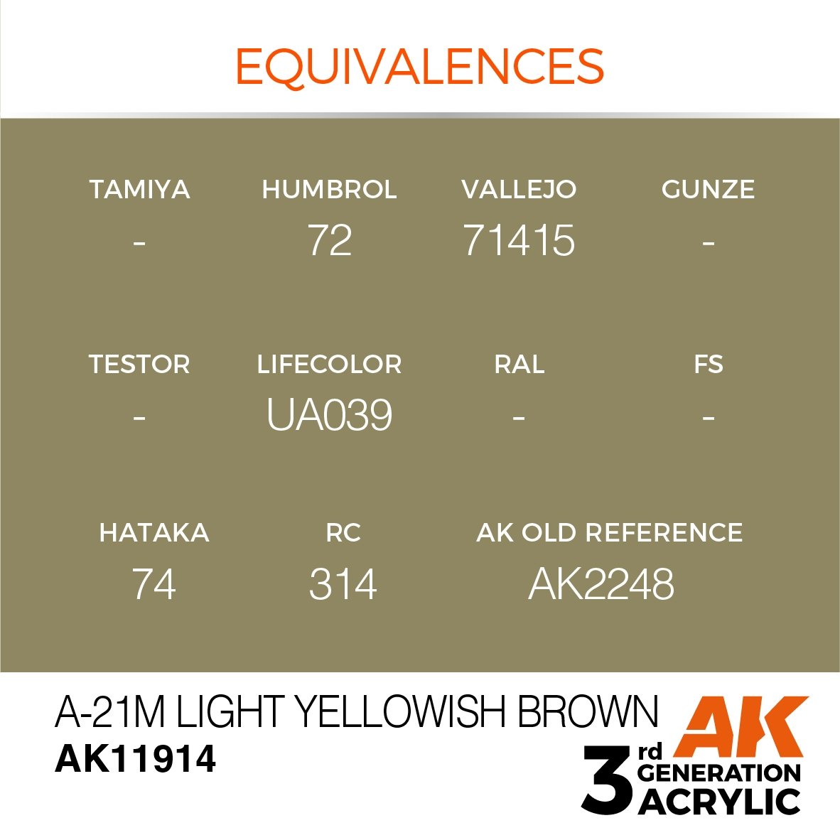 AK Interactive AK11914 A-21M LIGHT YELLOWISH BROWN – AIR 17ml – Bild 2