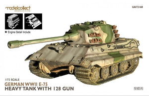 Modelcollect UA72168 Char lourd allemand E-75 de la Seconde Guerre mondiale avec canon de 128 mm, échelle 1/72