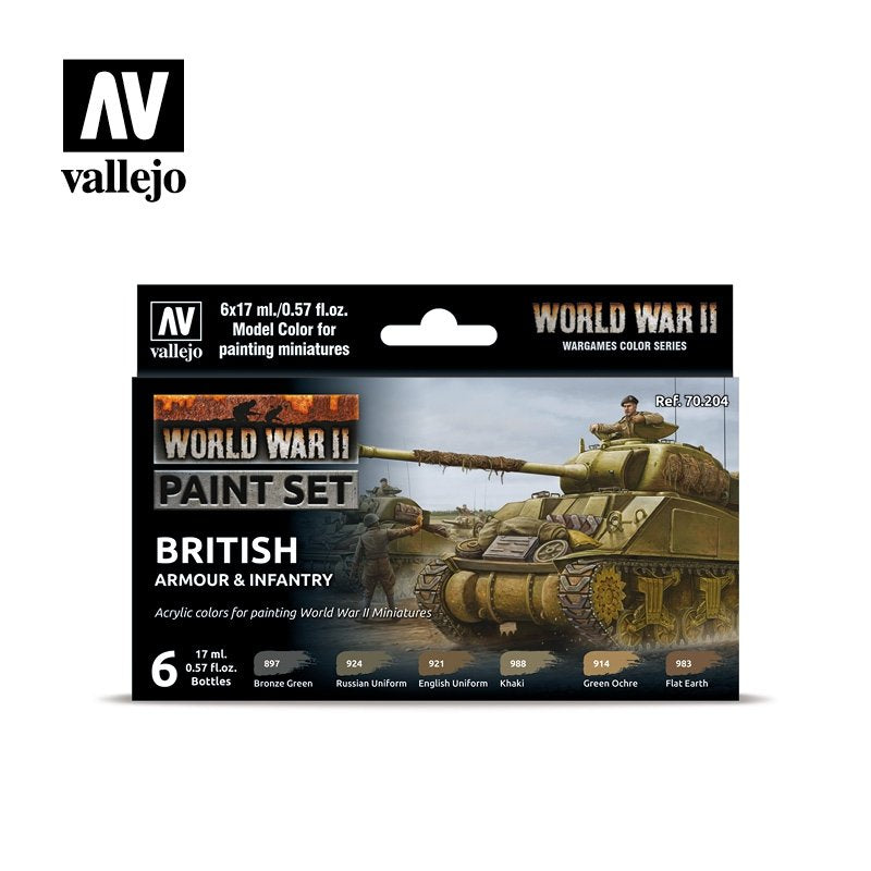 Vallejo 70204 WWII British Armor &amp;amp; Infantry 6x17ml