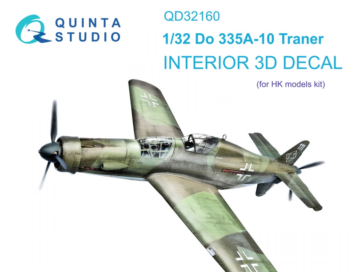 Quinta Studio QD32160 Do 335A-10 3D-Printed &amp;amp; coloured Interior on decal paper (HK models) 1/32