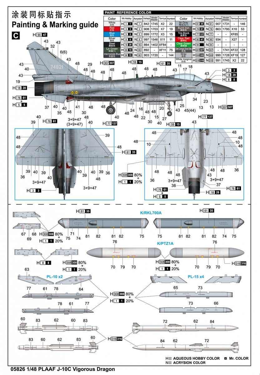 Trumpeter 05826 PLAAF J-10C Vigorous Dragon 1/48 – Bild 6
