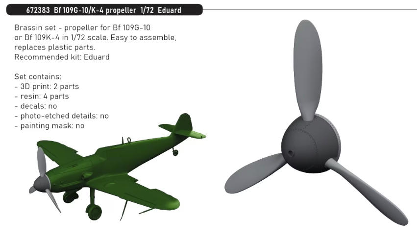 Eduard 672383 Bf 109G-10/ K-4 propeller EDUARD 1/72
