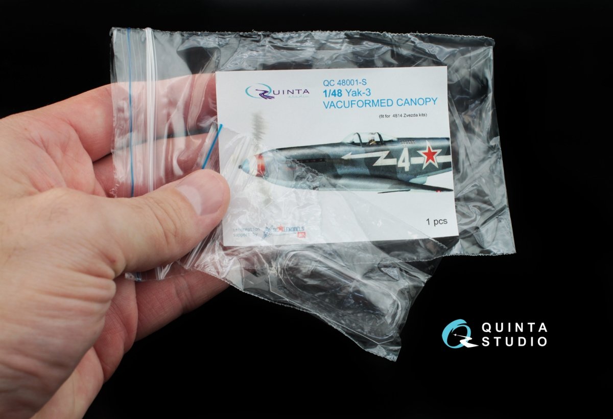 Quinta Studio QC48001-S Yak-3 vacuformed clear canopy 1 pcs (for 4814 Zvezda kit) 1/48 – Bild 2