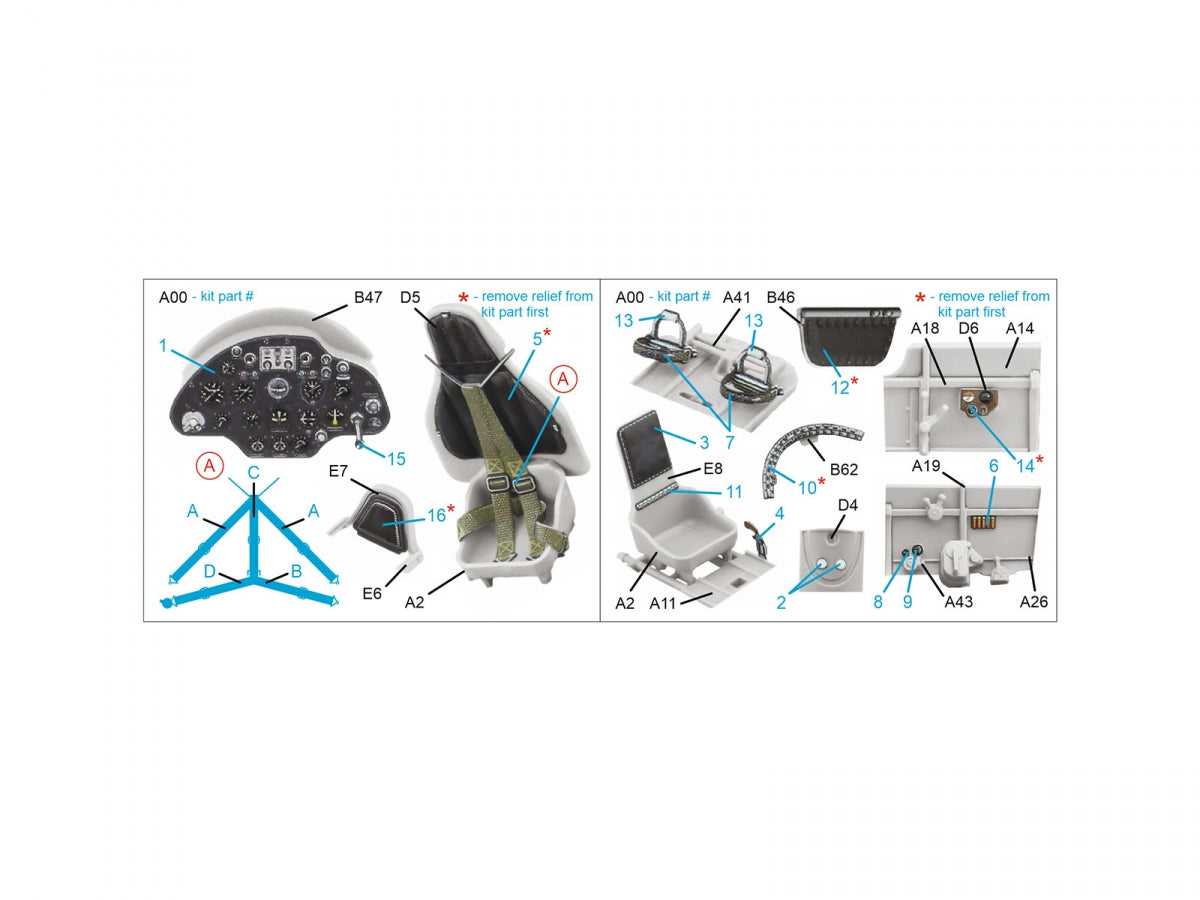 Quinta Studio QD48491 I-16 3D-Printed coloured Interior on decal paper (for Zvezda kit) 1/48 – imagen 2