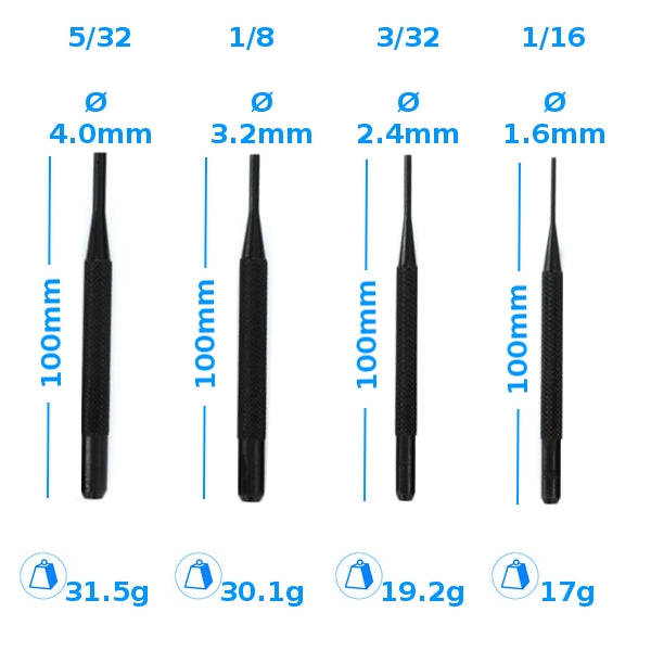 Modelcraft PPU1121-S 4 Pce Drive Pin Punch Set (100mm) – immagine 2