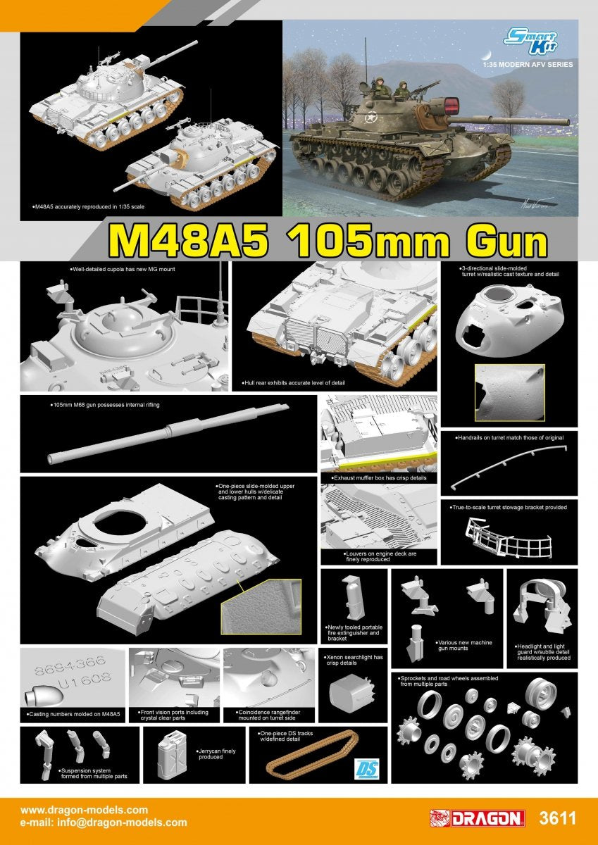Dragon 3611 M48A5 105mm Gun 1/35