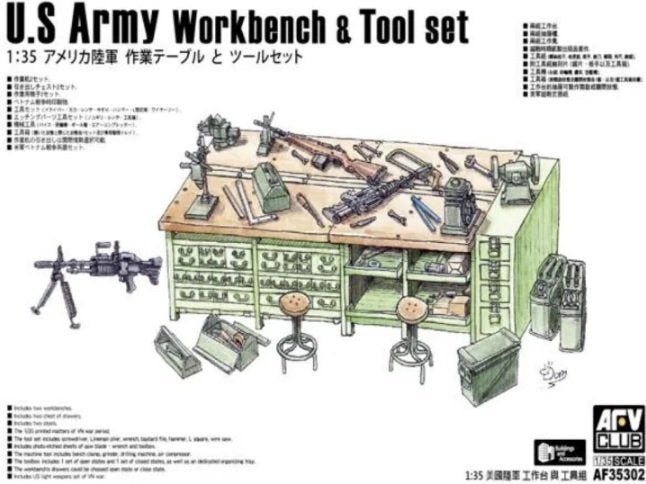 AFV Club 35302 U.S Army Workbench &amp;amp; Tool set 1/35